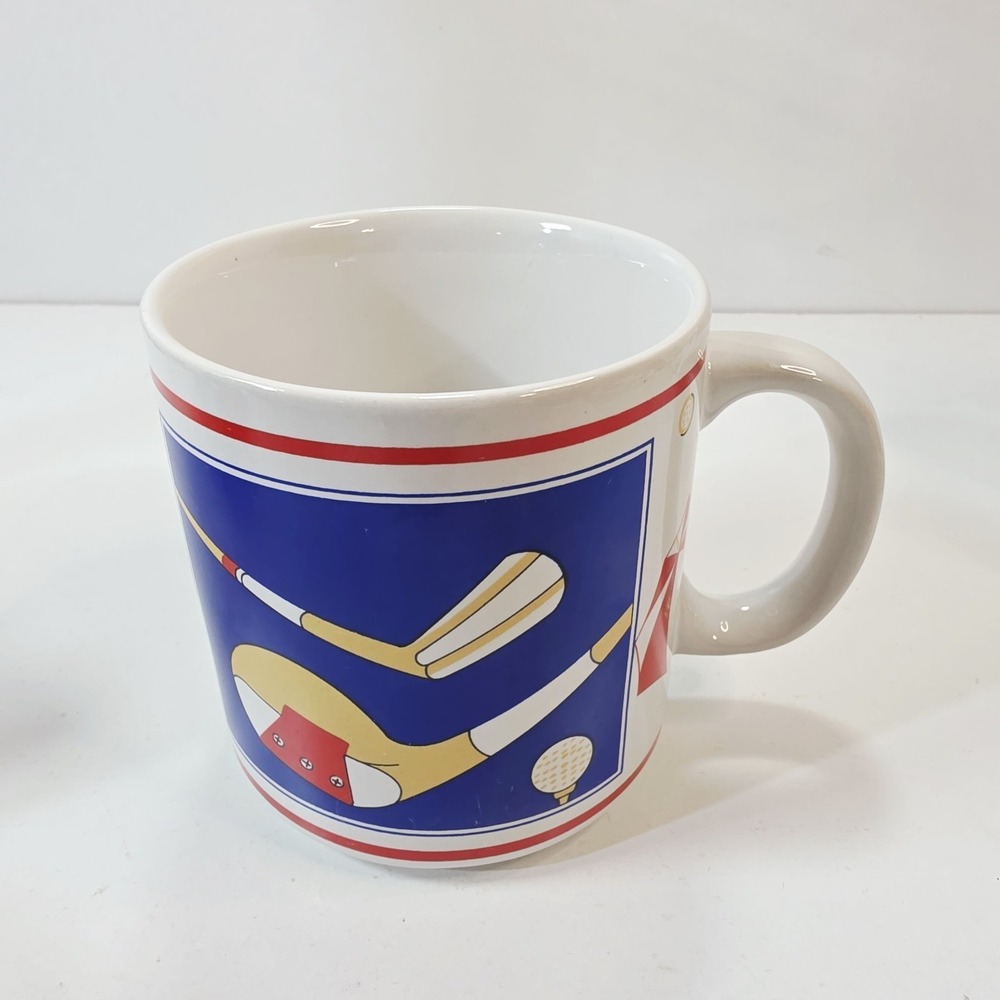 Vintage Lefton 1987 Golf Club Course Umbrella Graphic Coffee Tea Mug Cup